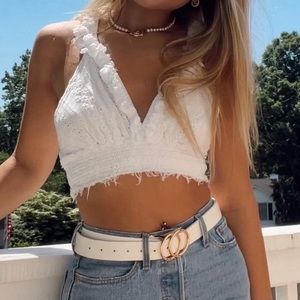 White Cropped Top